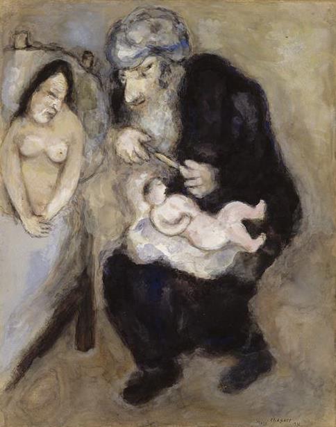 Circoncision prescrite par Dieu à Abraham contemporain de Marc Chagall Peintures à l'huile